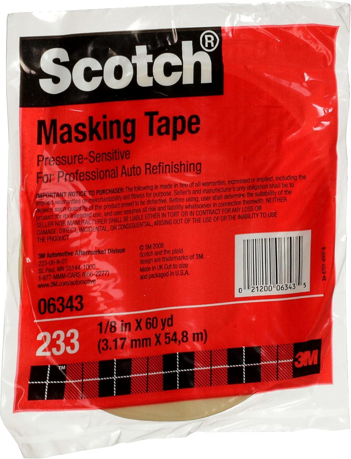 image3M Automotive Masking Tape 2308 06548 Crepe Backed Easy Adhesive Minimal Residue 48 mm x 55 m 24Case3 mm x 55 m