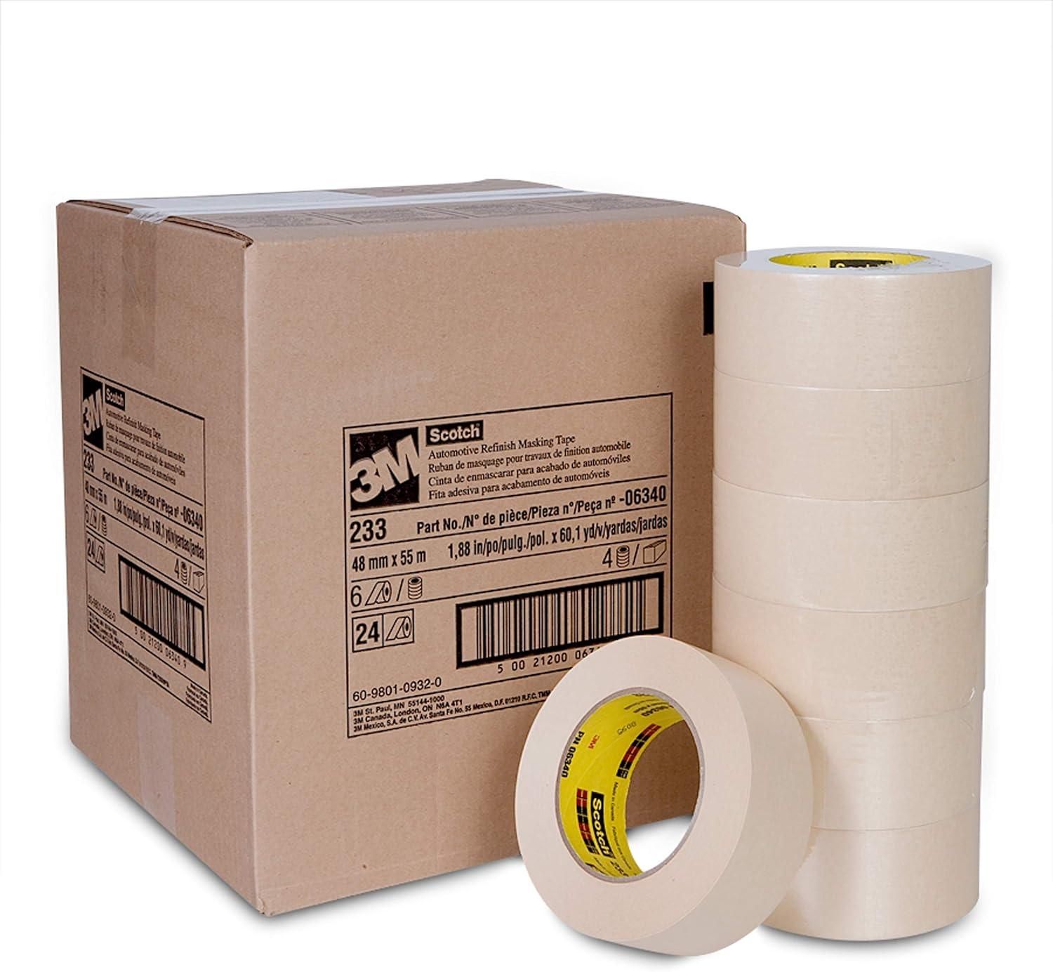 image3M Automotive Masking Tape 2308 06548 Crepe Backed Easy Adhesive Minimal Residue 48 mm x 55 m 24Case48 mm x 55 m