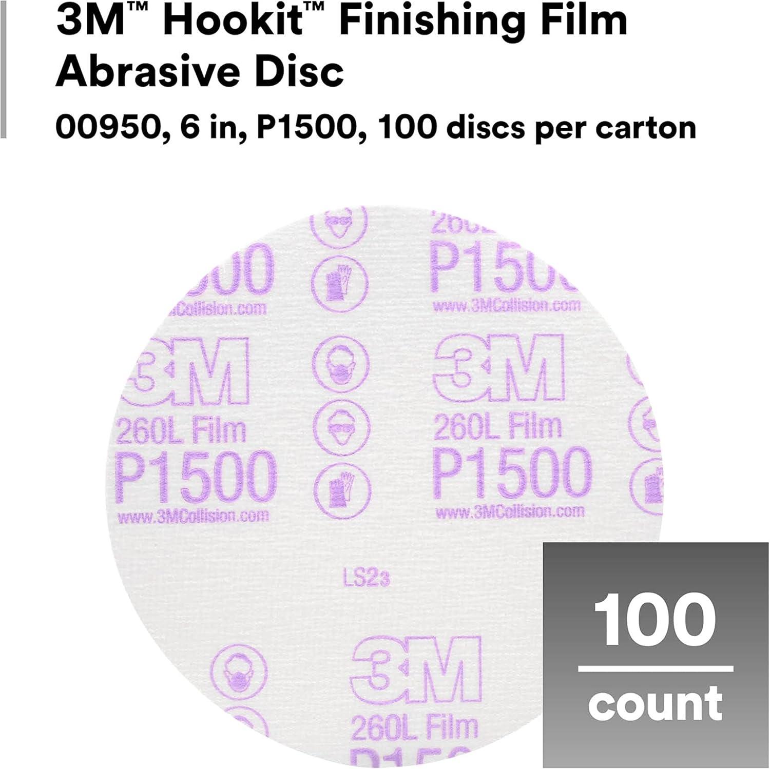 image3M Hookit Finishing Film Abrasive Disc 00971 6 in 600 Grade 100 Pack Clear Coat Sanding Paint Finishing Defect Removal Tear Resistant6