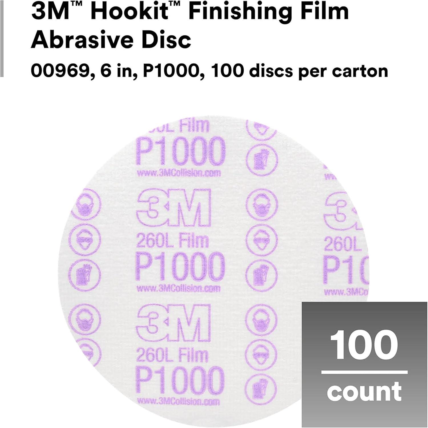 image3M Hookit Finishing Film Abrasive Disc 00971 6 in 600 Grade 100 Pack Clear Coat Sanding Paint Finishing Defect Removal Tear Resistant6