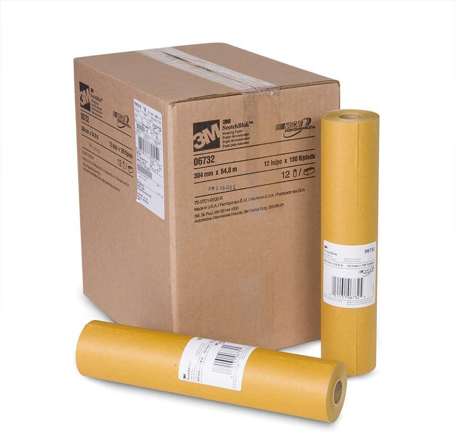 image3M Scotchblok Masking Paper 06732 Gold Color Polycoated Backing Bleed Through Resistant 12 in x 180 ft12 in x 180 ft