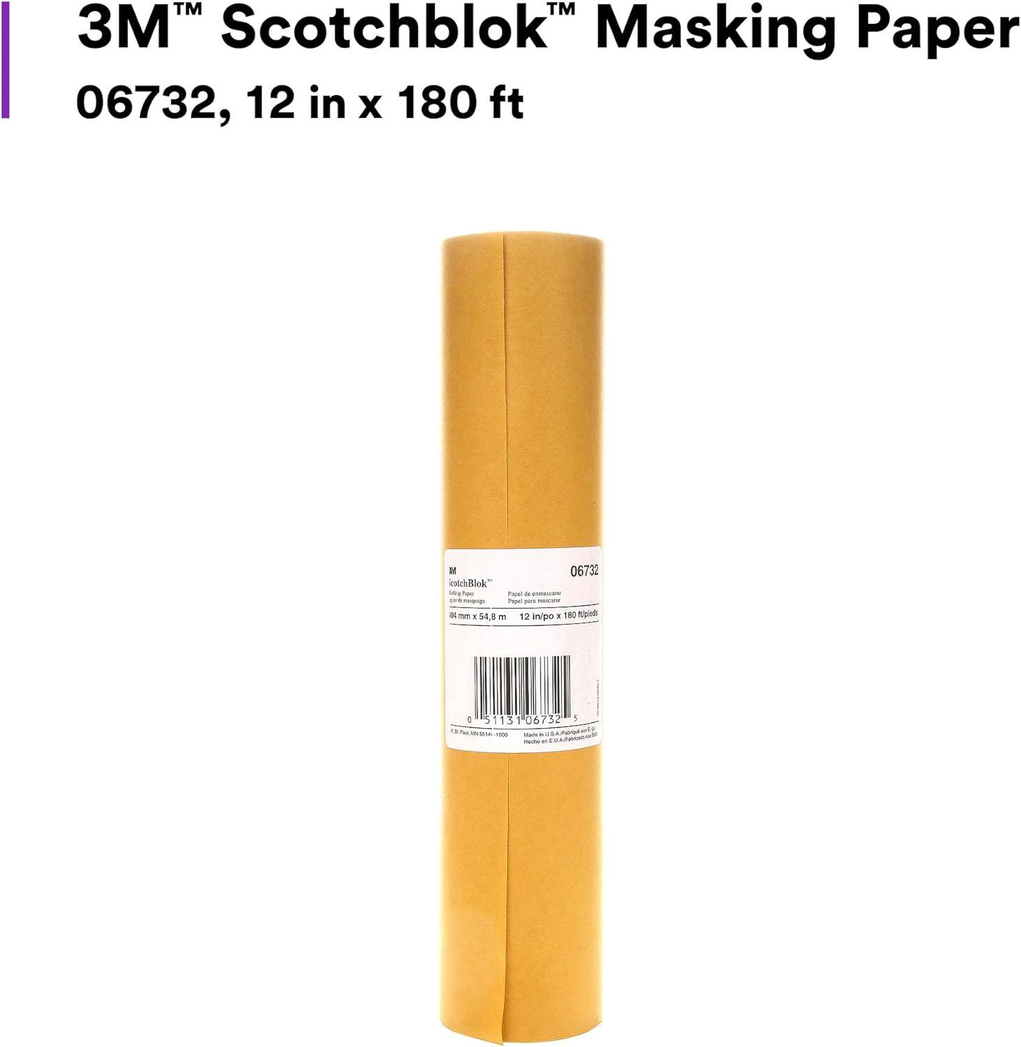 image3M Scotchblok Masking Paper 06732 Gold Color Polycoated Backing Bleed Through Resistant 12 in x 180 ft12 in x 180 ft