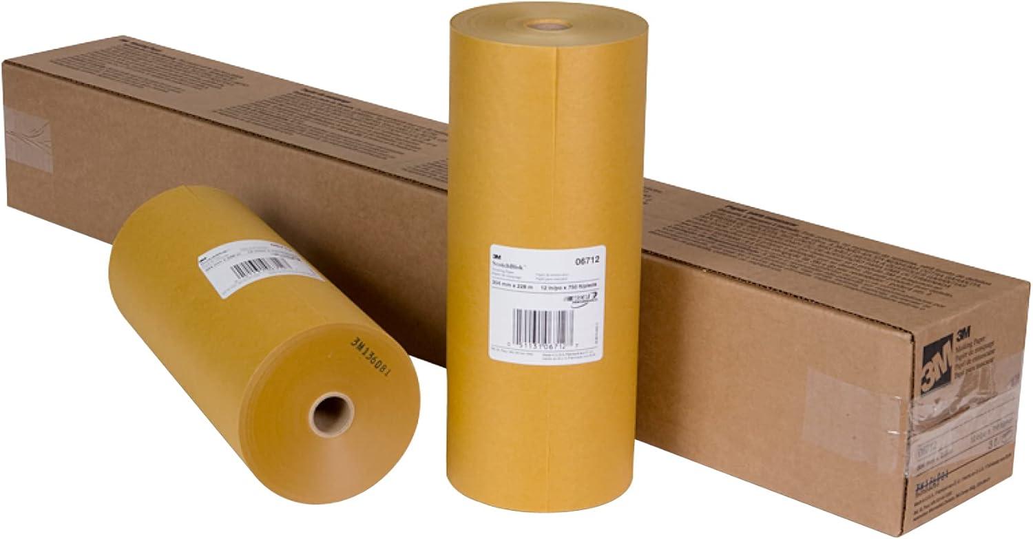 image3M Scotchblok Masking Paper 06732 Gold Color Polycoated Backing Bleed Through Resistant 12 in x 180 ft12 in x 750 ft