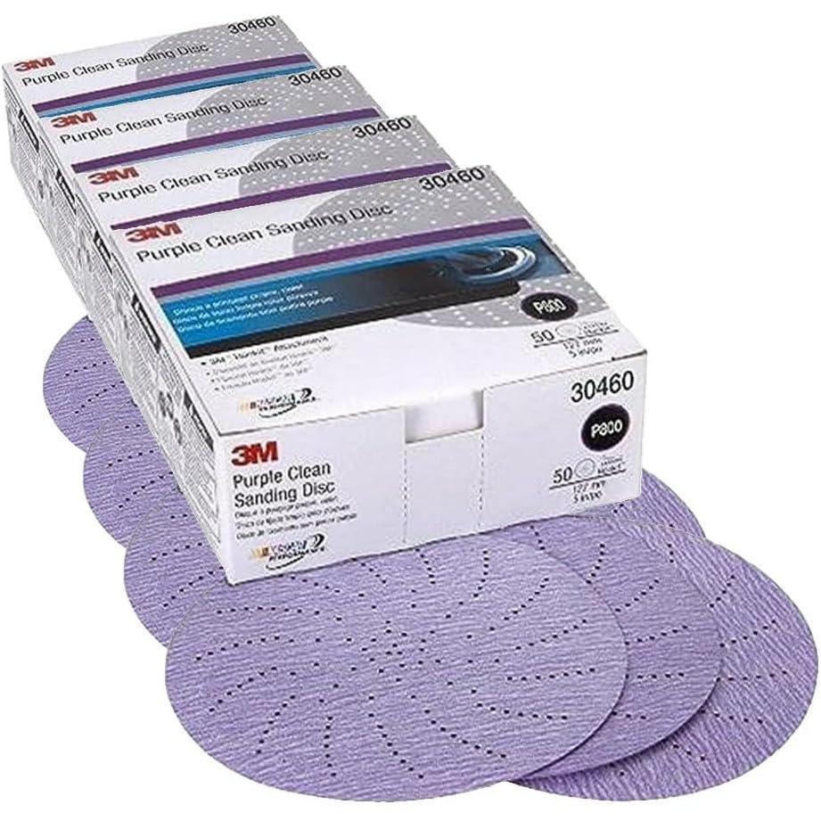 image3M Hookit Purple Clean Sanding Disc 334U 30460 5 in P800 grade 50 discs per carton1 Pack of 4