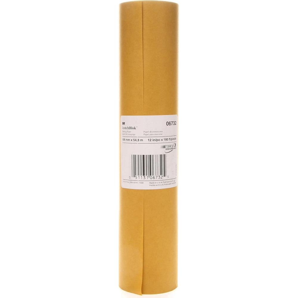 image3M Scotchblok Masking Paper 06732 Gold Color Polycoated Backing Bleed Through Resistant 12 in x 180 ft12 in x 180 ft