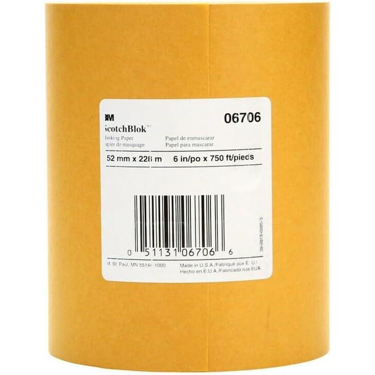 image3M Scotchblok Masking Paper 06732 Gold Color Polycoated Backing Bleed Through Resistant 12 in x 180 ft6 in x 750 ft